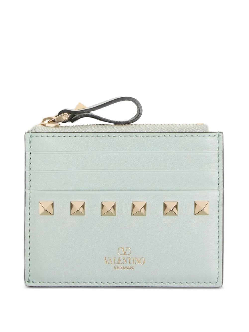 Valentino Garavani Rockstud-embellished Cardholder In Blue