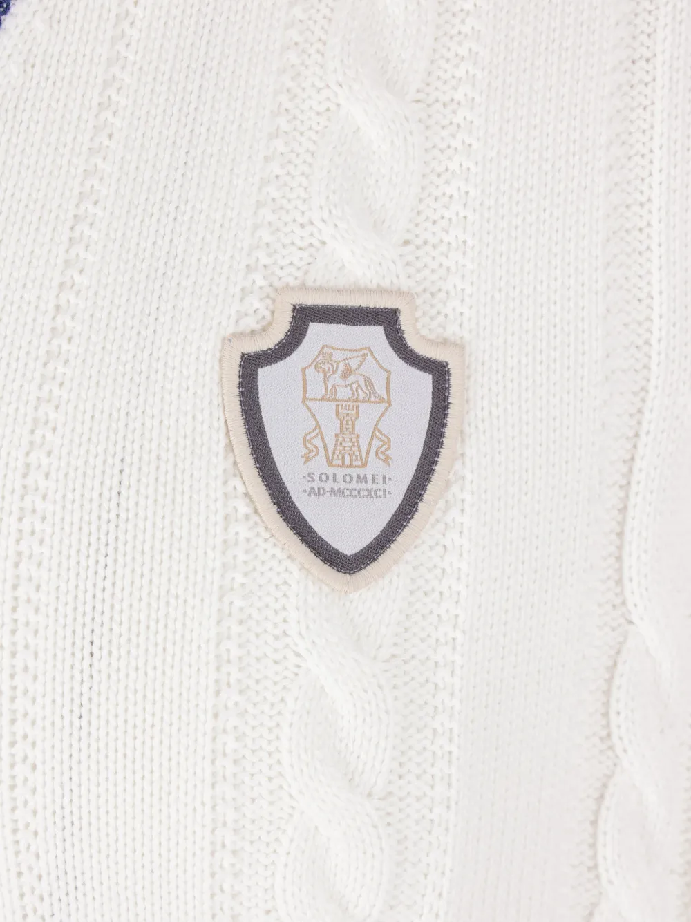 Brunello Cucinelli Kabelgebreide mouwloze trui met applicatie Wit