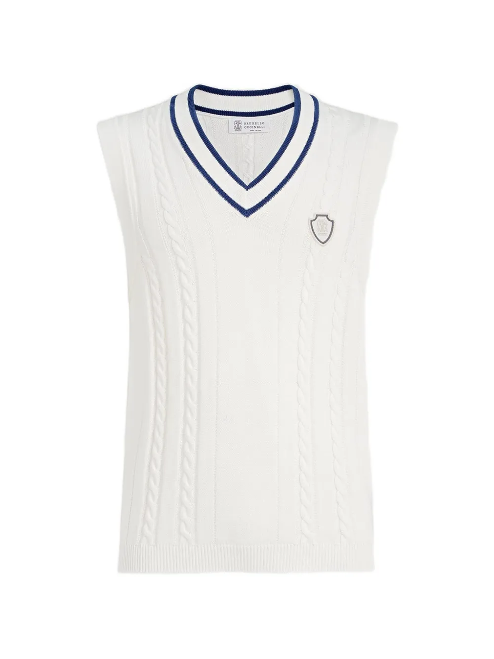 Brunello Cucinelli cable-knit appliqued sleeveless sweater - Bianco