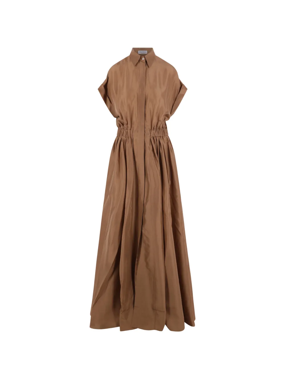 Brunello Cucinelli elasticated-waist maxi shirt dress - Marrone