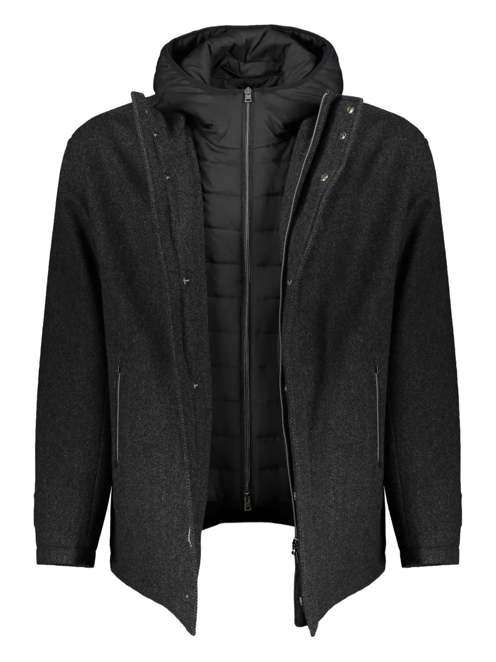 Herno Minimalist Virgin Wool Jacket With High Collar In Gray