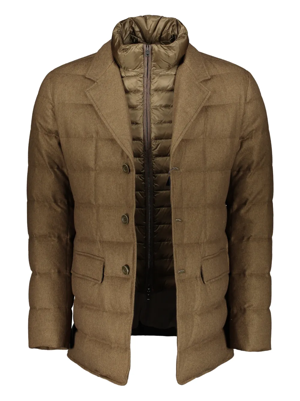 Herno Removable-panel Padded Jacket In Brown