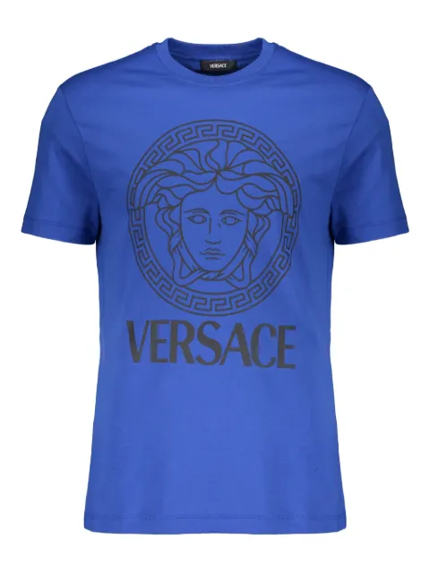 Versace playera con cuello redondo y logo estampado