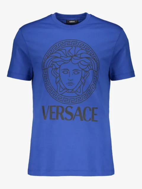 Versace playera con cuello redondo y logo estampado