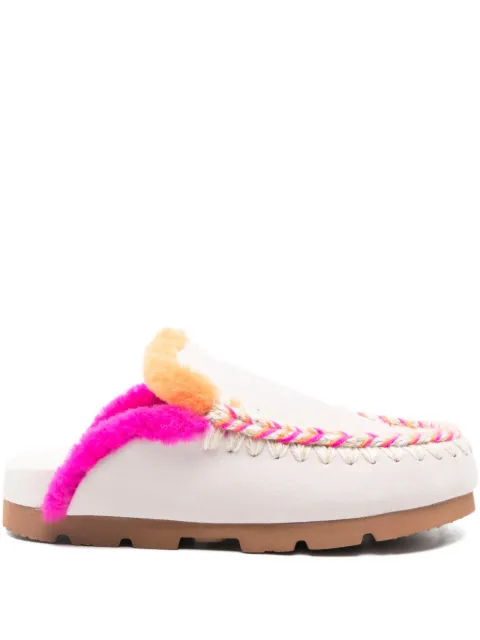 Mou fur-trim braided mules