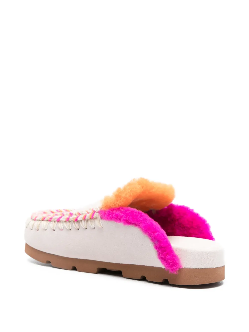 Mou Fur-trim Braided Mules In Multi