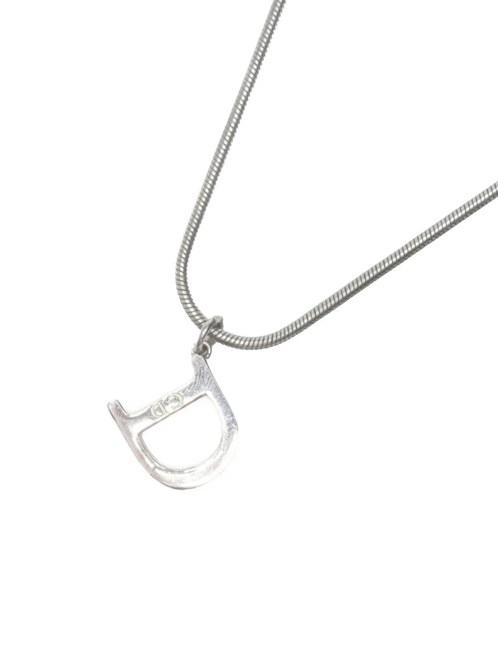 Pre-owned Dior 1980-1990s Logo-pendant Necklace In Silver