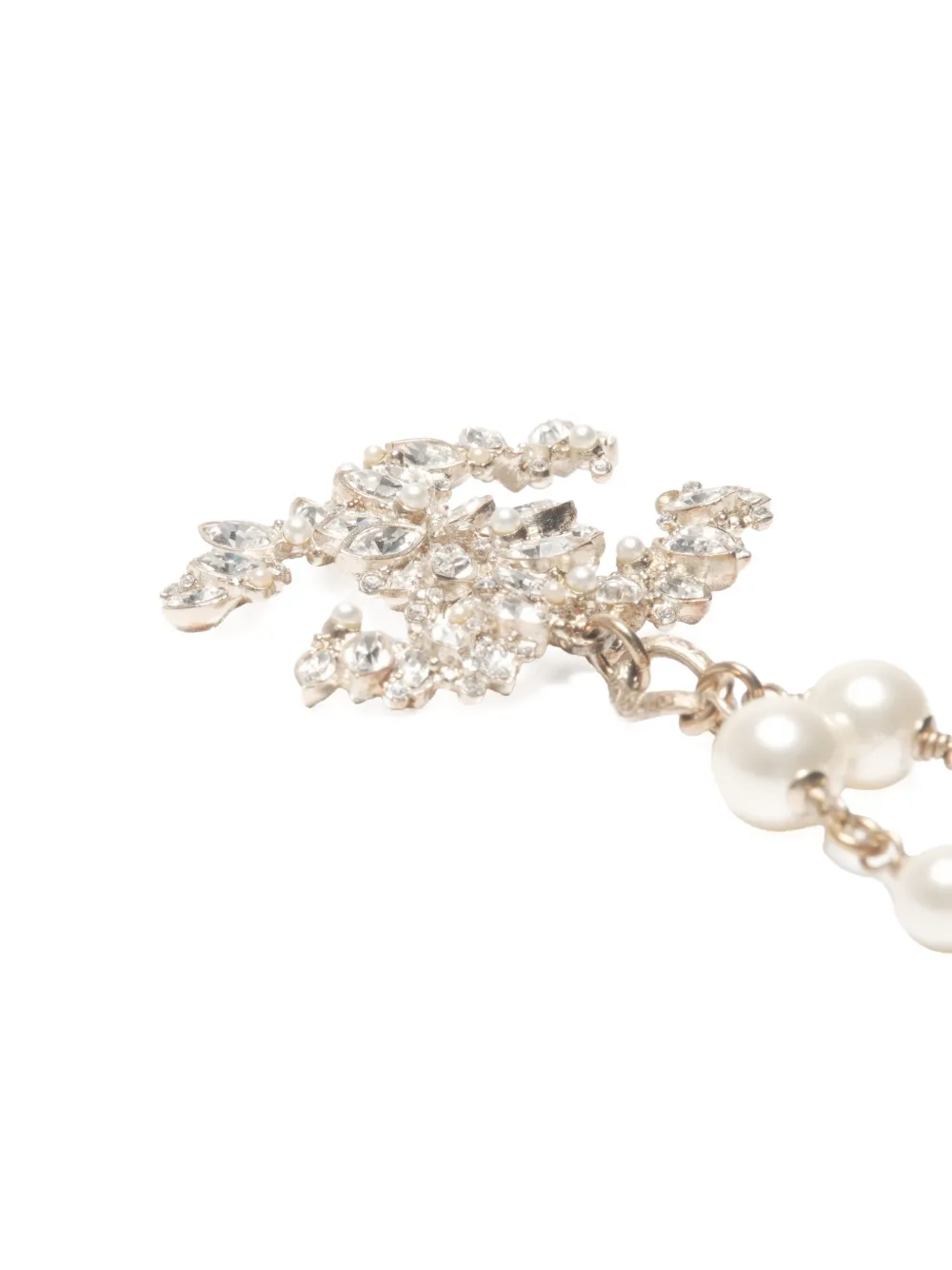 CHANEL Pre-owned 2012 Rhinestone Pearls Cc-mark Necklace In Gold