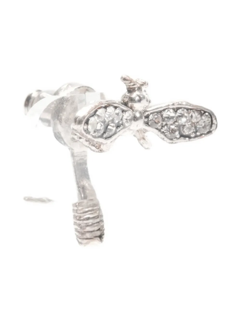 Pre-owned Dior 2020-2025s Bee-motif Earrings In Silver