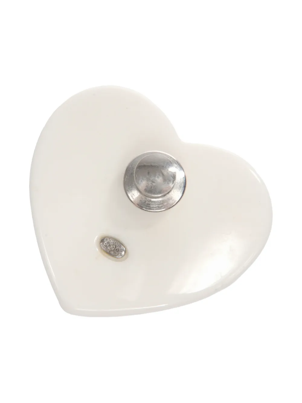 CHANEL Pre-owned 2004 Cc-mark Heart-shape Brooch In White