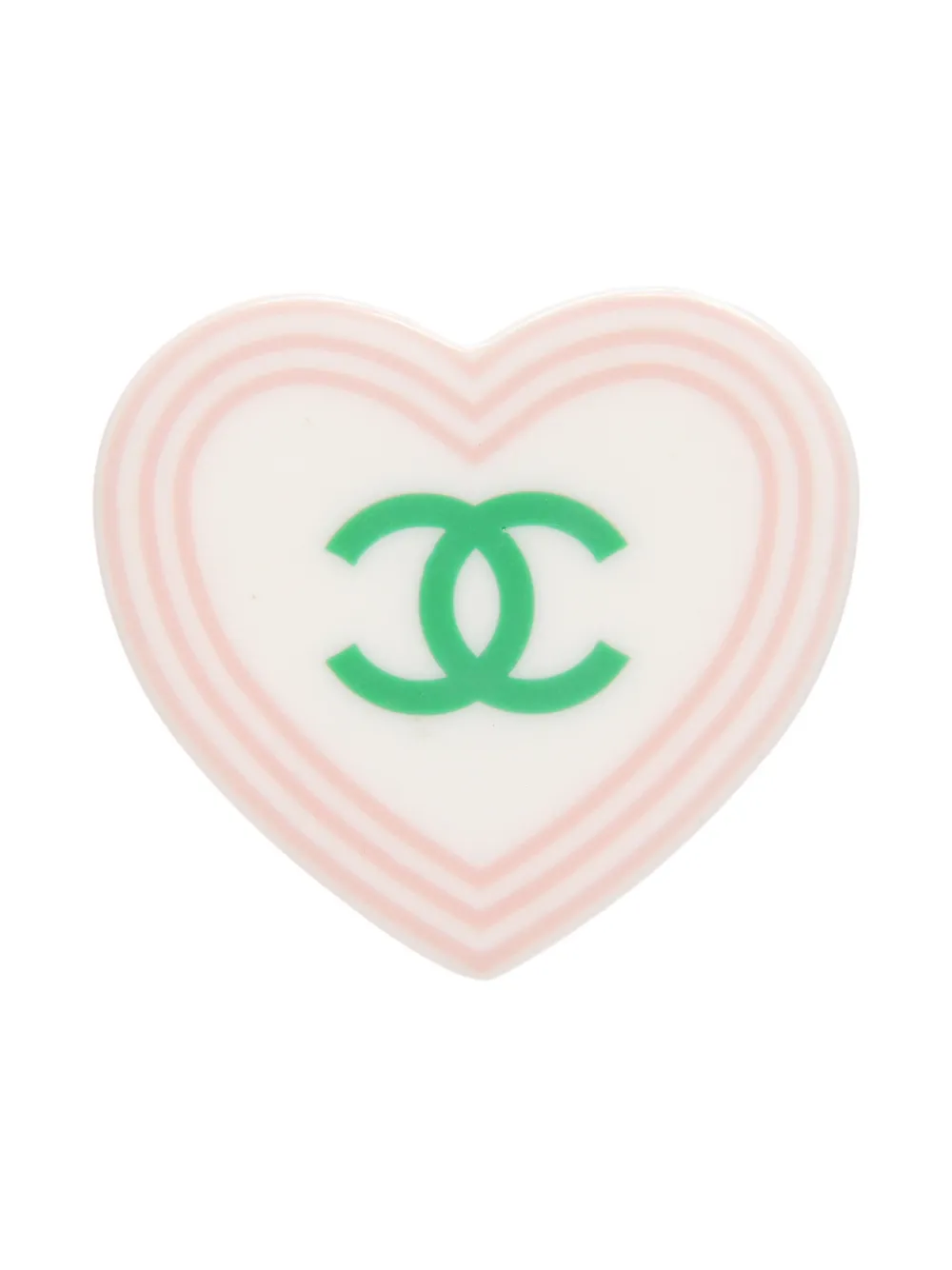 CHANEL Pre-owned 2004 Cc-mark Heart-shape Brooch In White