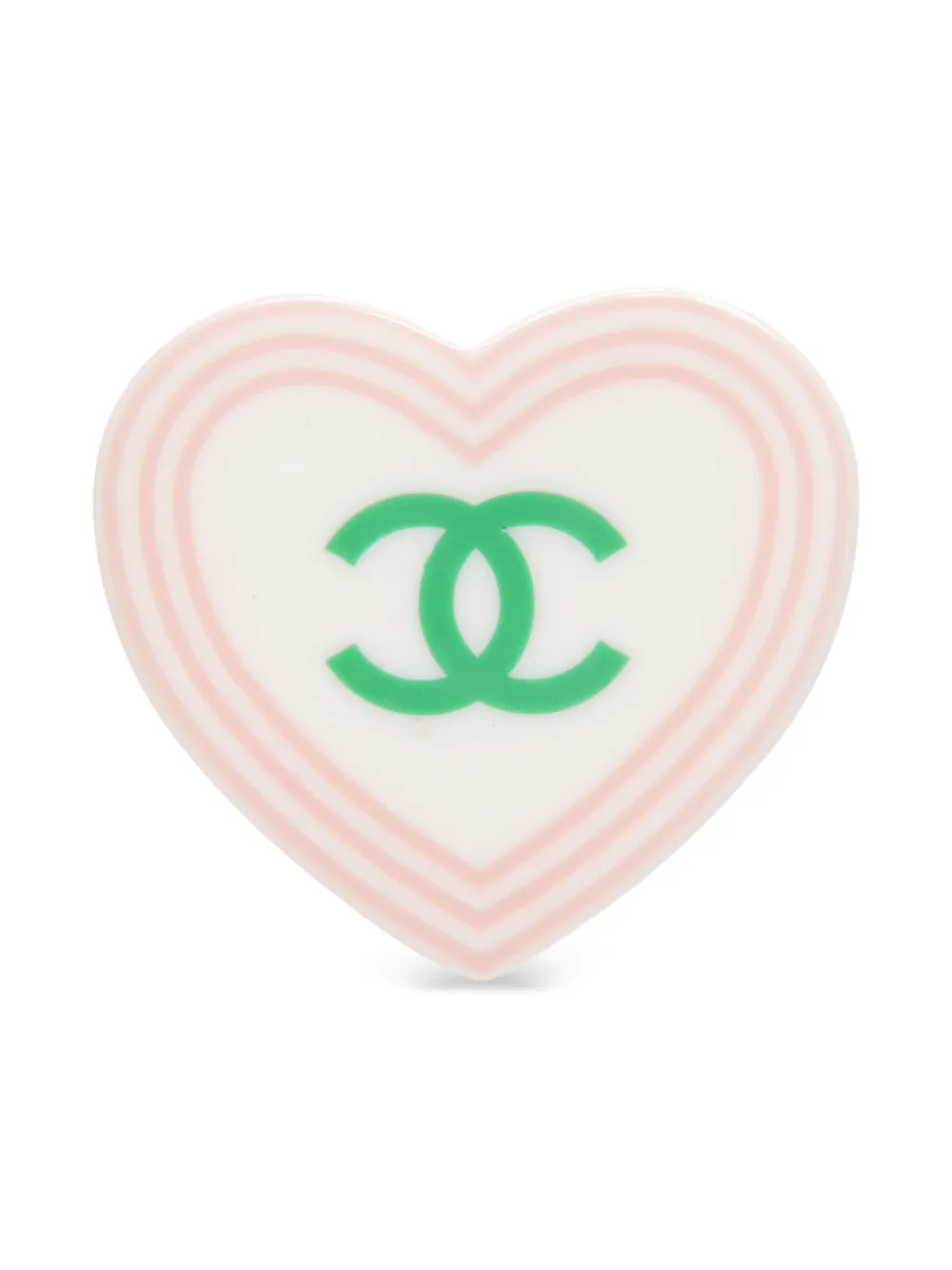 CHANEL Pre-Owned 2004 CC-mark heart-shape brooch - Bianco