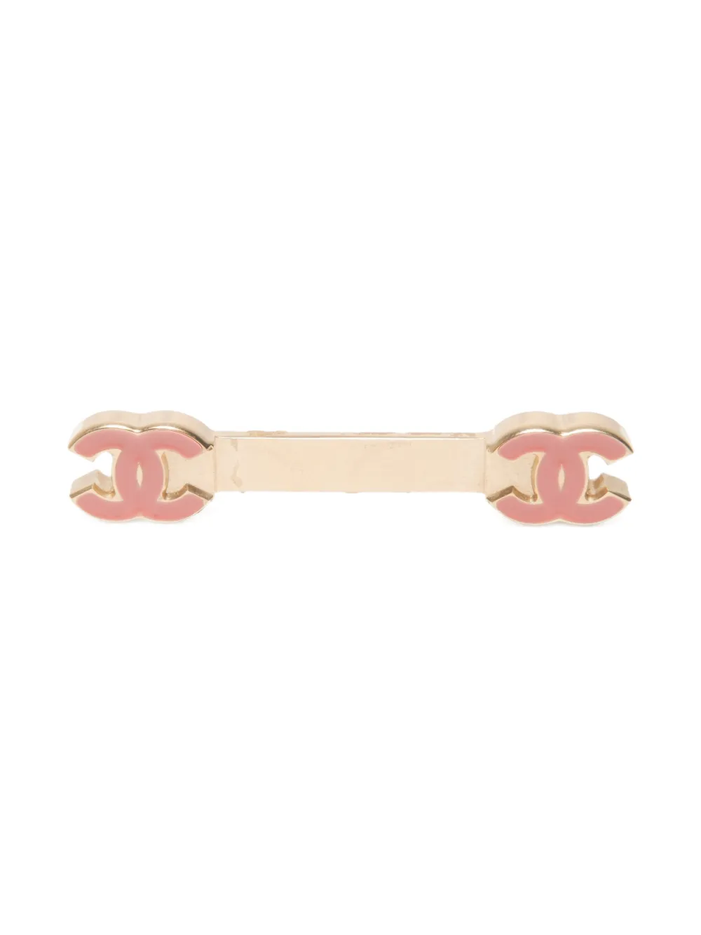 Pre-owned Chanel 2001 Cc-mark Brooch In Gold