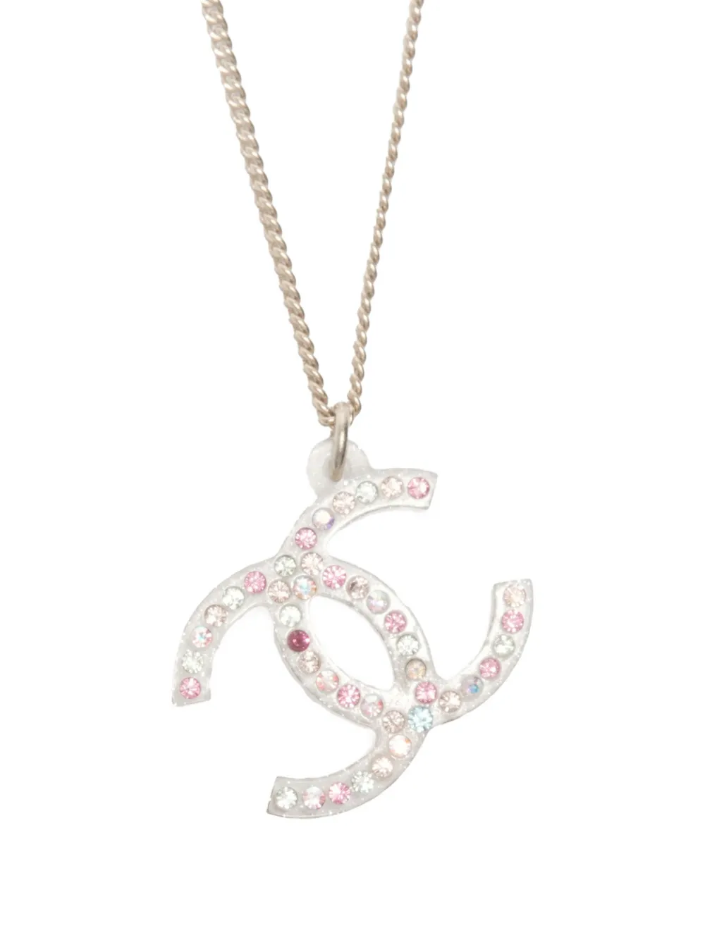 CHANEL Pre-owned 2012 Cc-mark Rhinestone Necklace In Silver