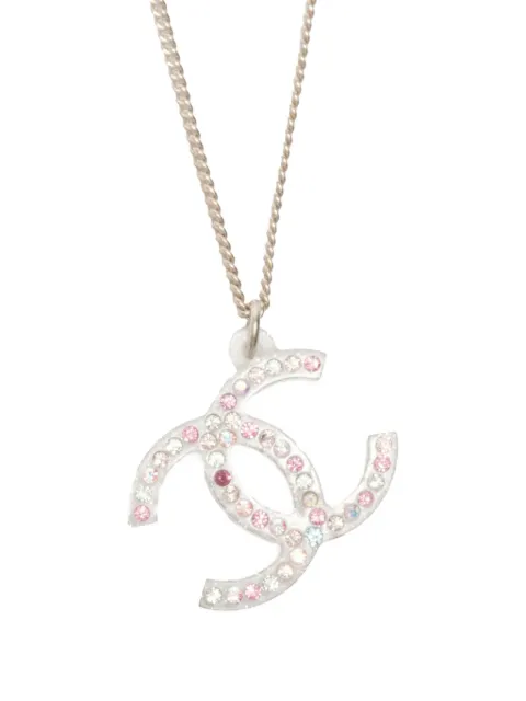 CHANEL Pre-Owned collar con dije del logo CC y detalles de strass 2012
