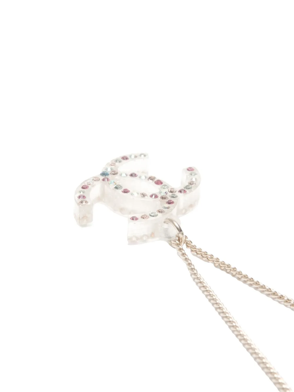 CHANEL Pre-owned 2012 Cc-mark Rhinestone Necklace In Silver