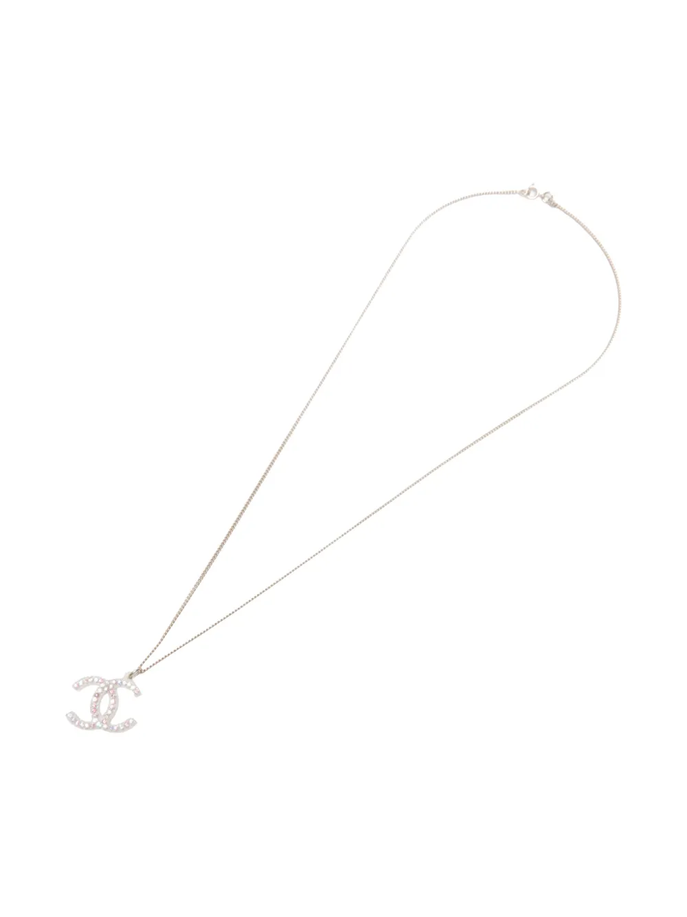 CHANEL Pre-owned 2012 Cc-mark Rhinestone Necklace In Silver