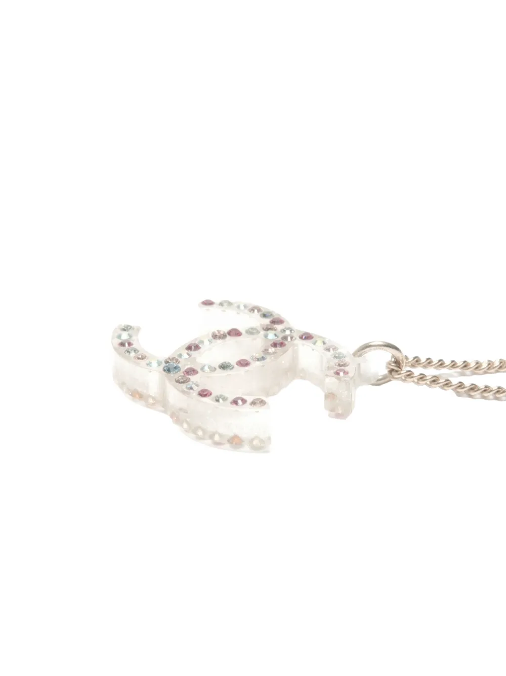 CHANEL Pre-owned 2012 Cc-mark Rhinestone Necklace In Silver