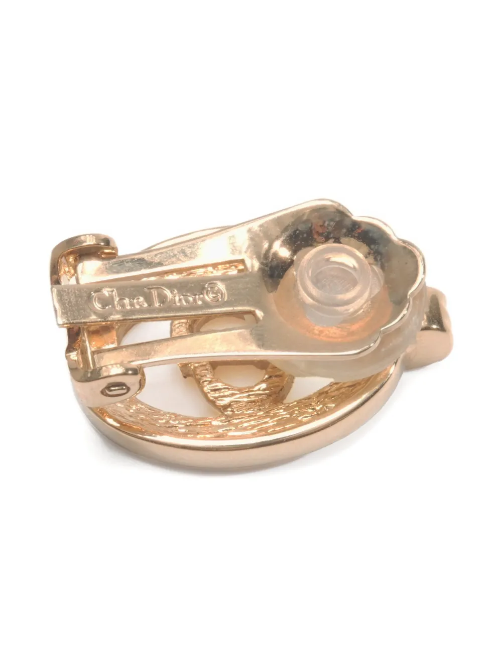 Pre-owned Dior 1980-1990 Logo-detail Clip-on Earrings In Gold