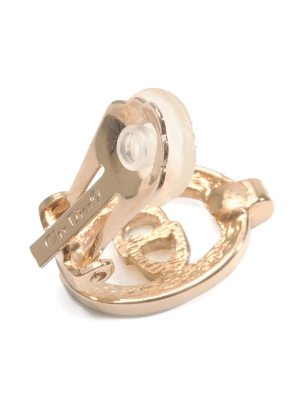 Pre-owned Dior 1980-1990 Logo-detail Clip-on Earrings In Gold