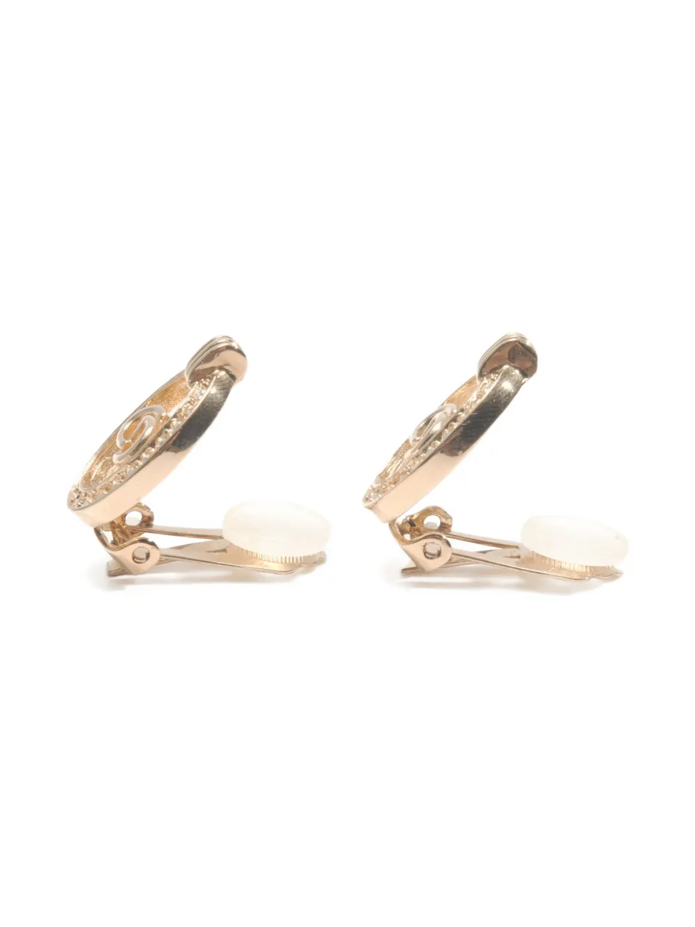 Pre-owned Dior 1980-1990 Logo-detail Clip-on Earrings In Gold