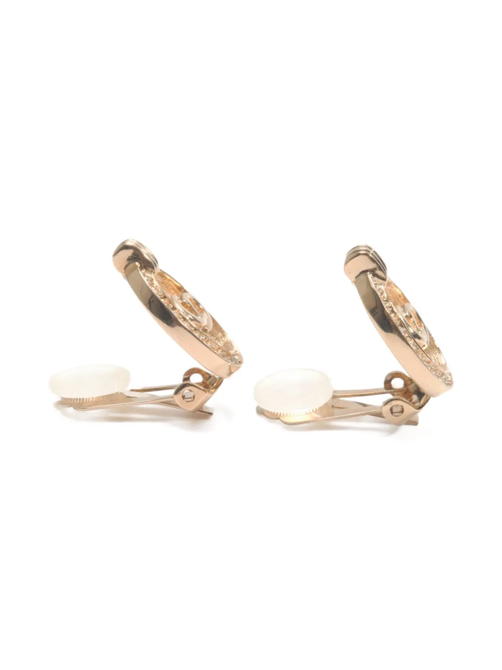 Pre-owned Dior 1980-1990 Logo-detail Clip-on Earrings In Gold