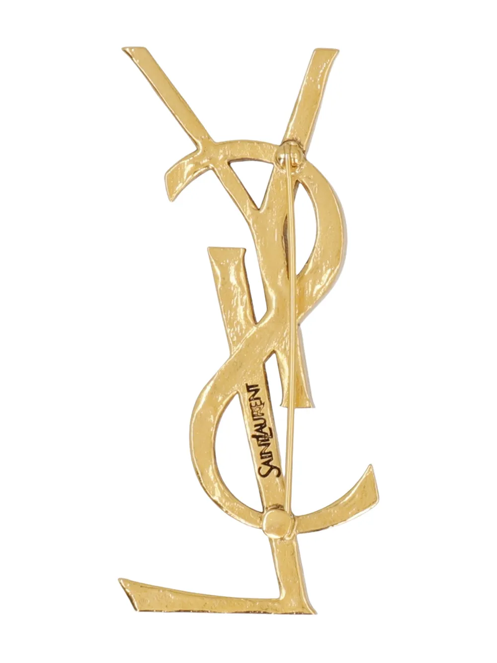 Saint Laurent Cassandre Safety-hook Brooch In Gold