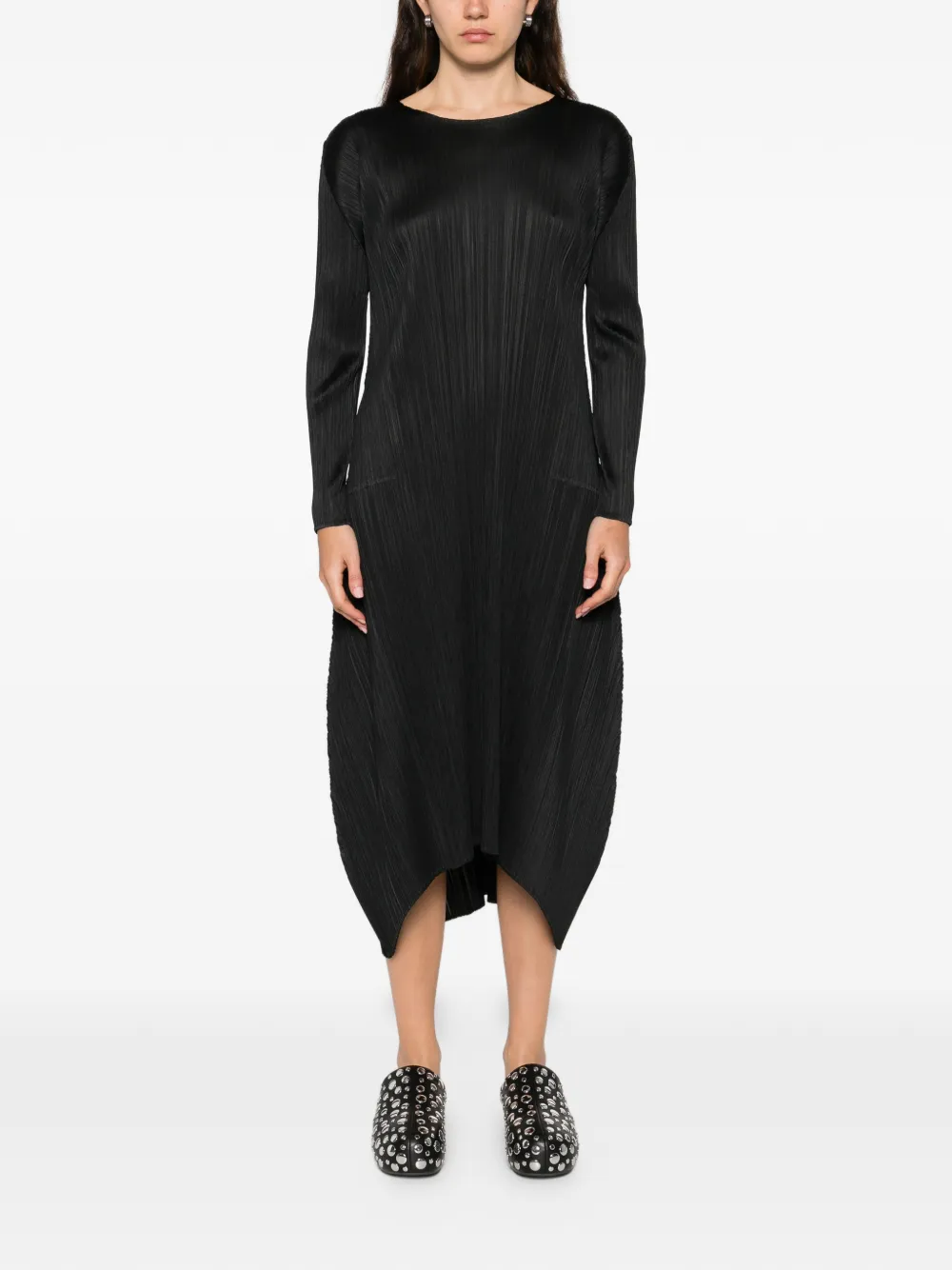 Pleats Please Issey Miyake pleated maxi dress - Zwart
