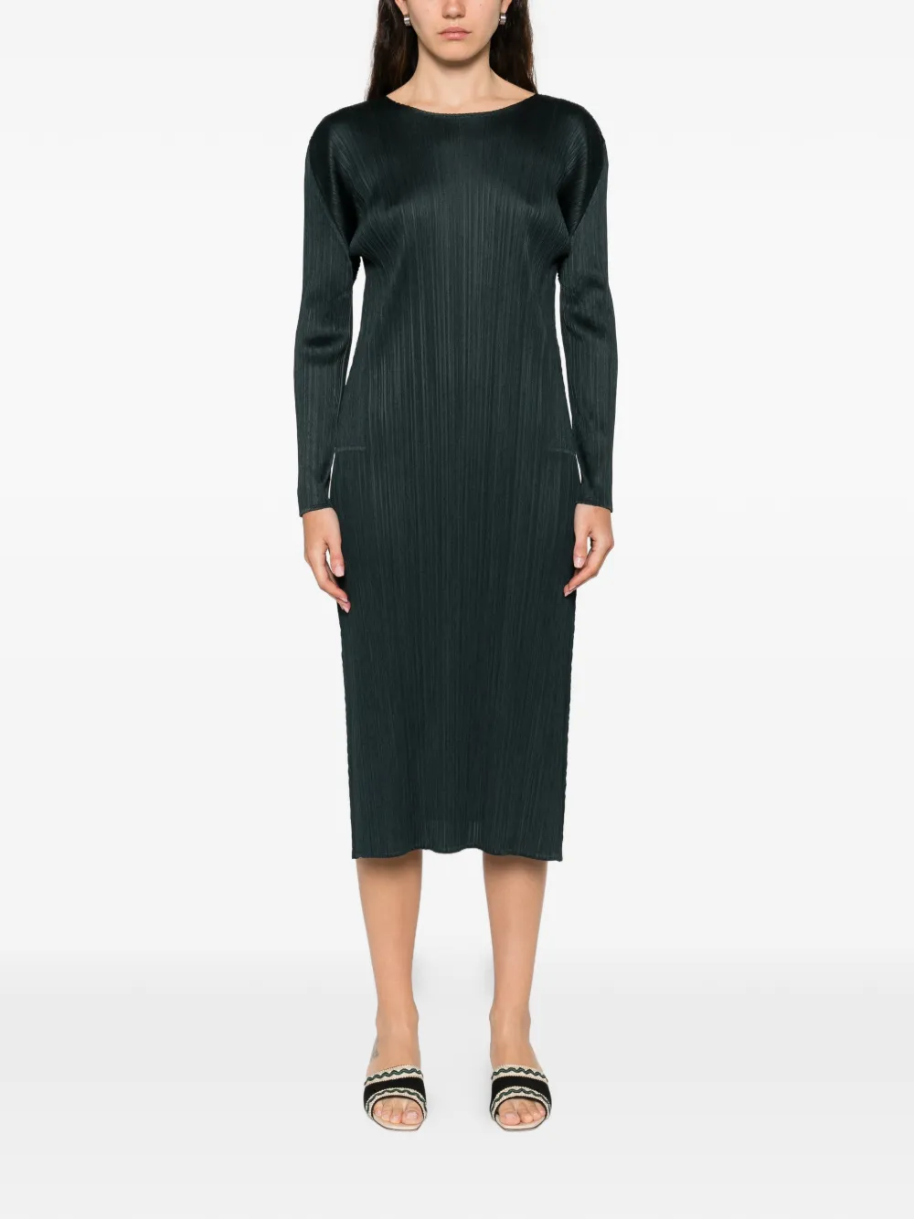 Pleats Please Issey Miyake pleated midi dress - Grijs