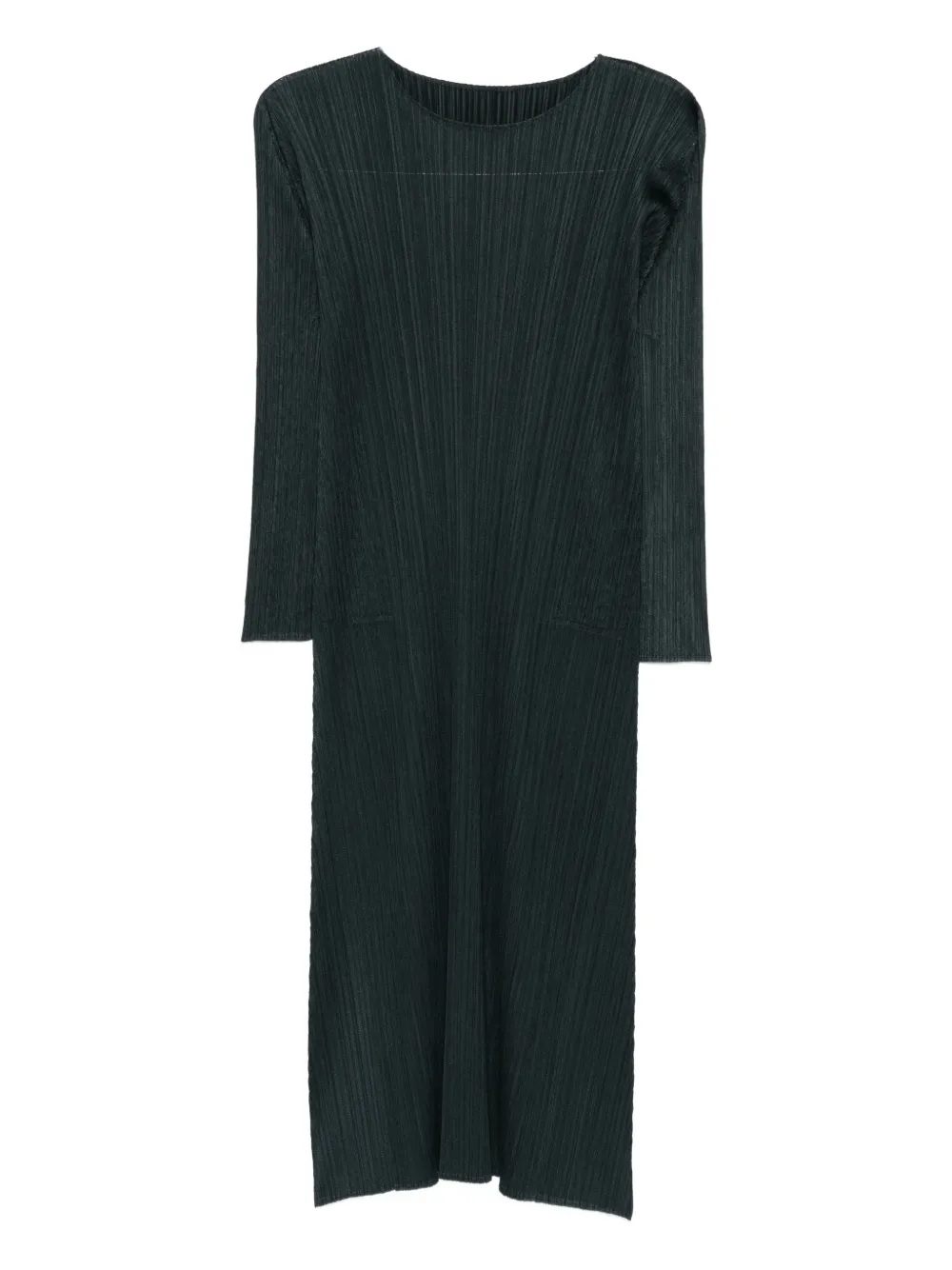 Issey Miyake Pleated Midi Dress In Black