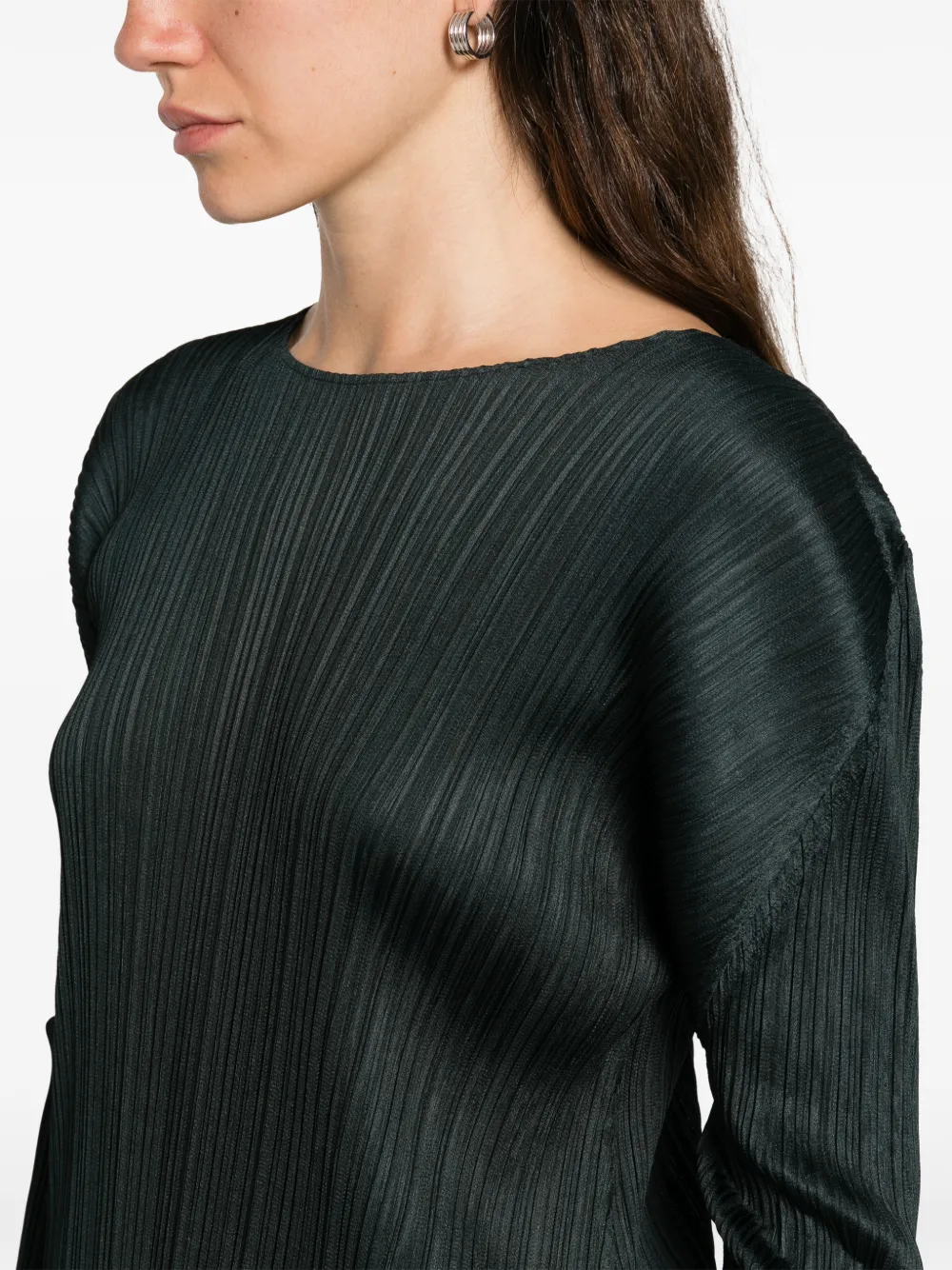 Issey Miyake Pleated Midi Dress In Black