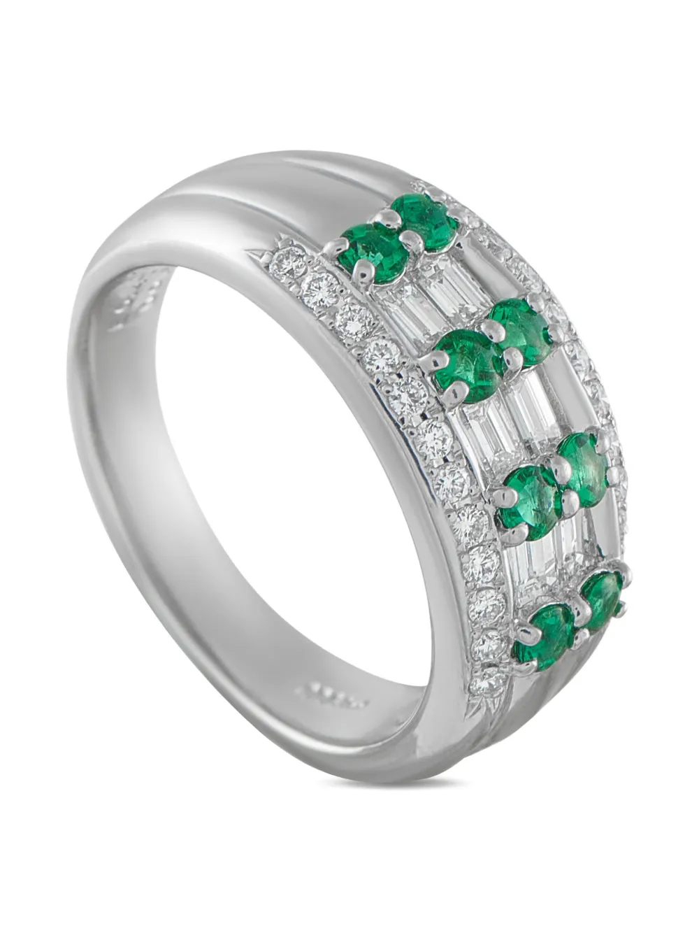 LB Exclusive platinum Art Deco diamond and emerald ring - シルバートーン LB Exclusive platinum Art Deco diamond and emerald ring - シルバートーン