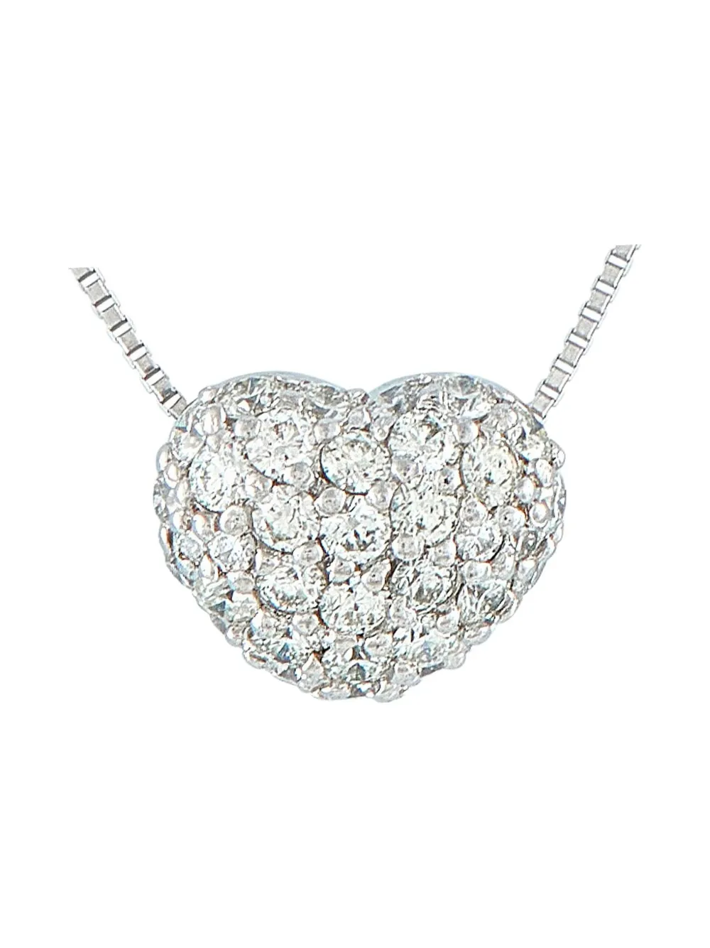 LB EXCLUSIVE Pre-owned 18k White Gold Diamond Heart Necklace In Silver