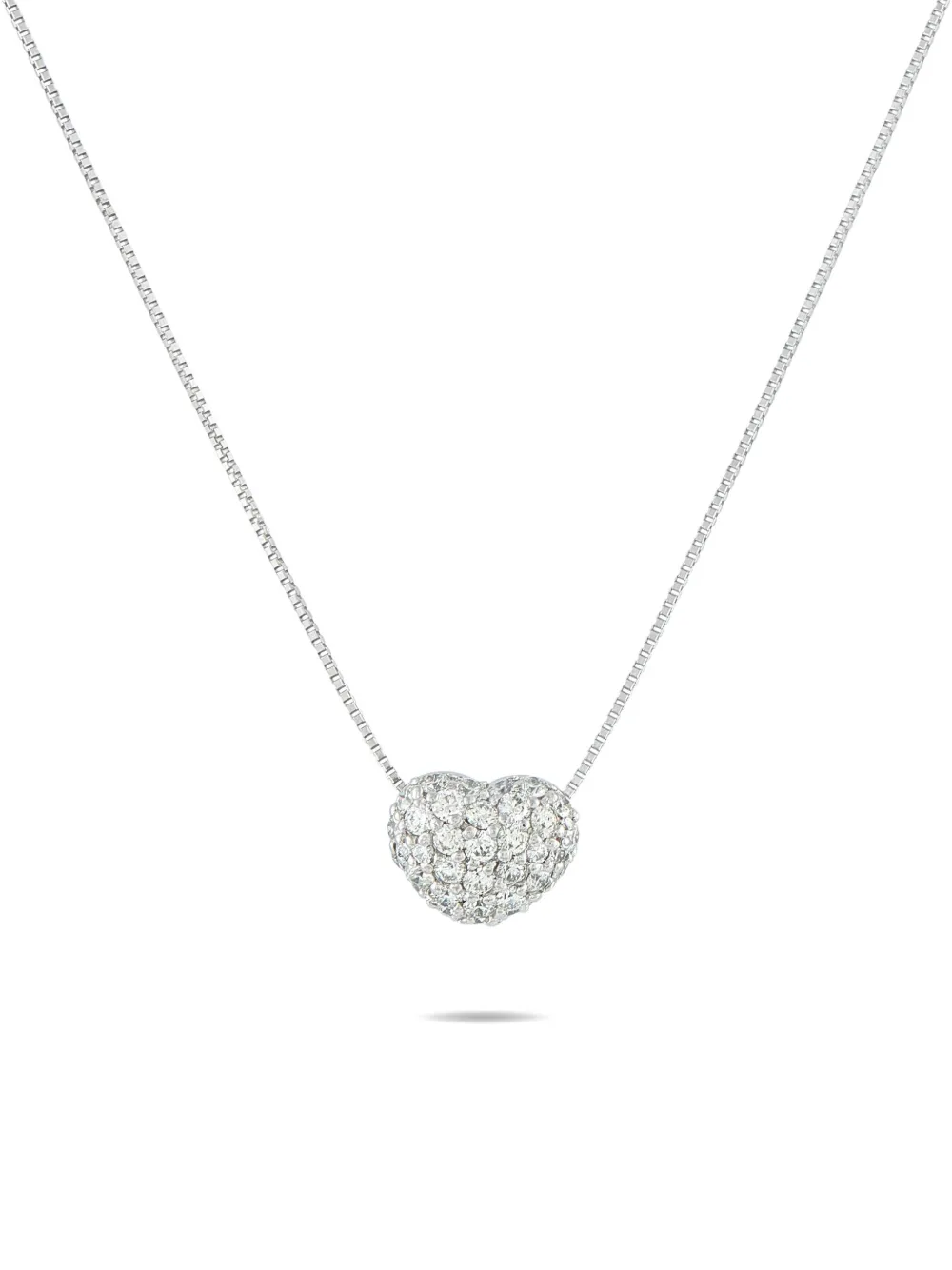 Click to view more detailed imagery on our partner's website Pre-owned Lb Exclusive 18k White Gold Diamond Heart Necklace In Silver