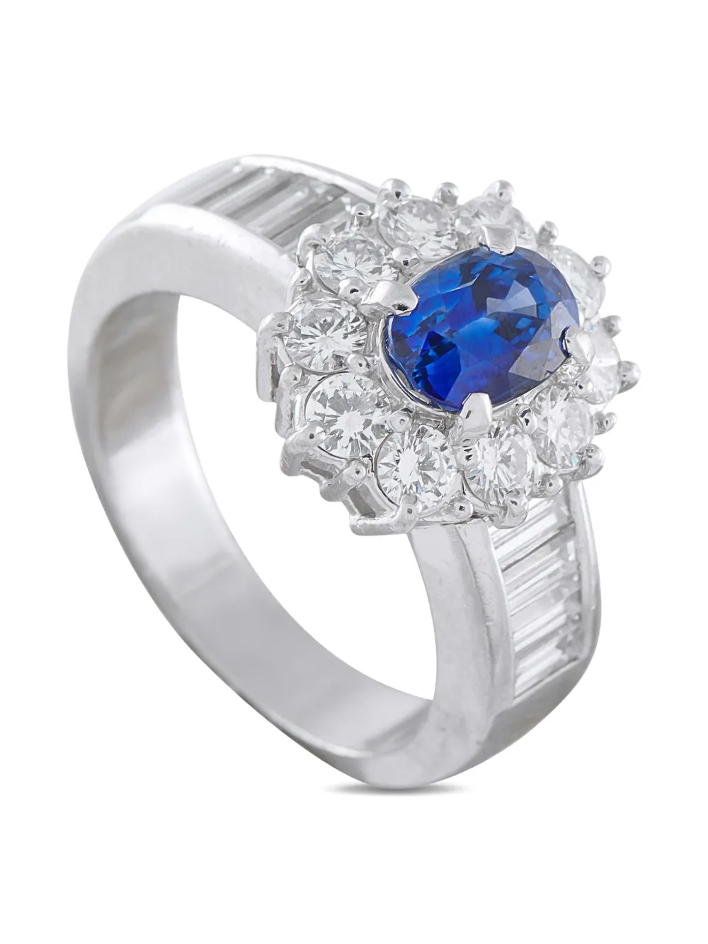 Pre-owned Lb Exclusive Platinum Diamond Sapphire Ring In Silver