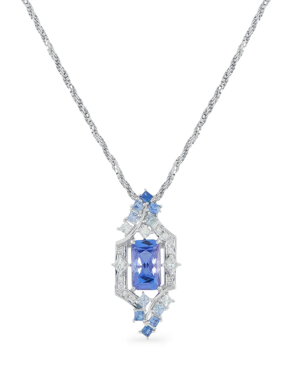 LB Exclusive platinum diamond tanzanite pendant pecklace - Argento