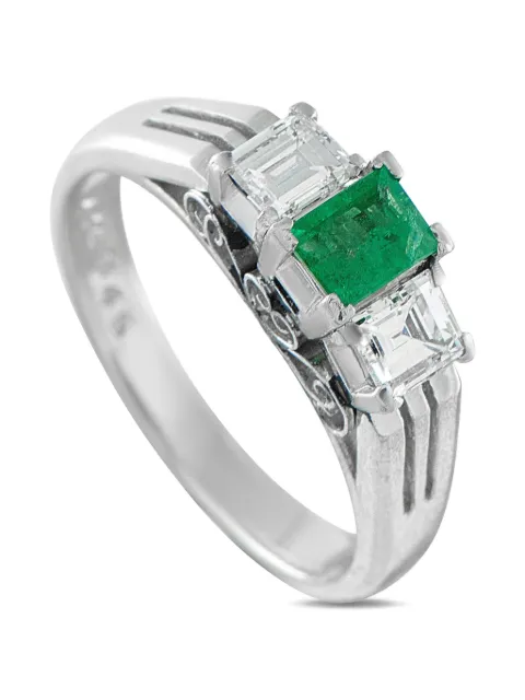 LB Exclusive platinum diamond and emerald ring