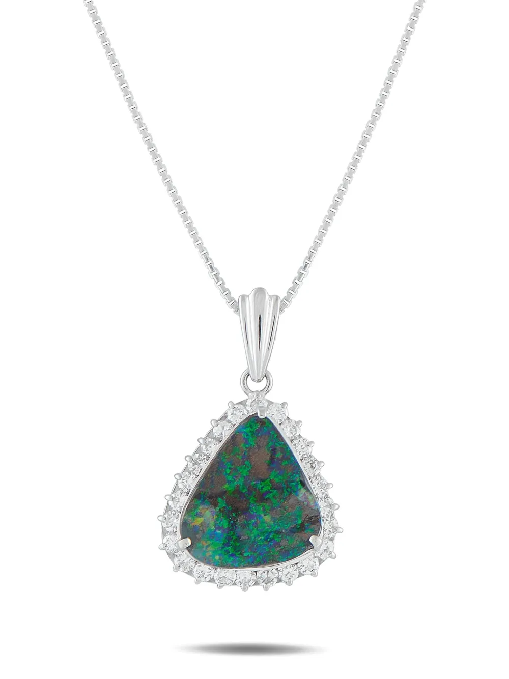 Click to view more detailed imagery on our partner's website Pre-owned Lb Exclusive Platinum Diamond And Opal Necklace In Silver