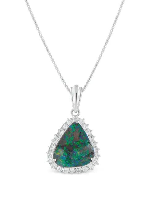 LB Exclusive platinum diamond and opal necklace
