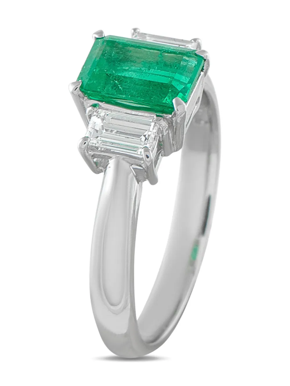 Platinum Diamond Emerald Ring
