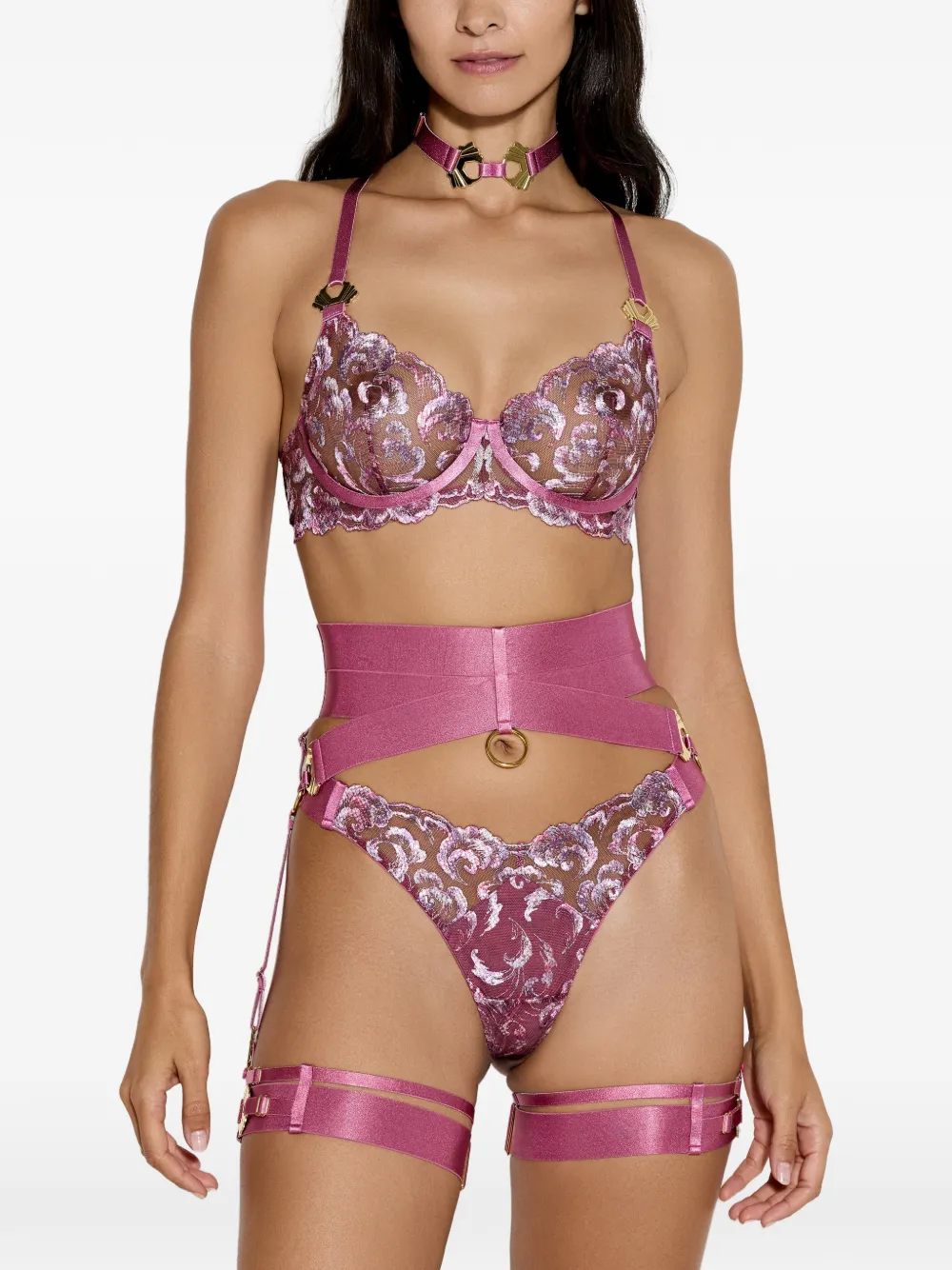 Bordelle Melusina Strap-ring Garters (set Of Two) In Pink