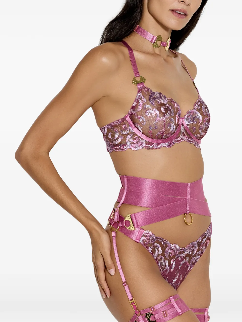 Bordelle Melusina Strap-ring Garters (set Of Two) In Pink