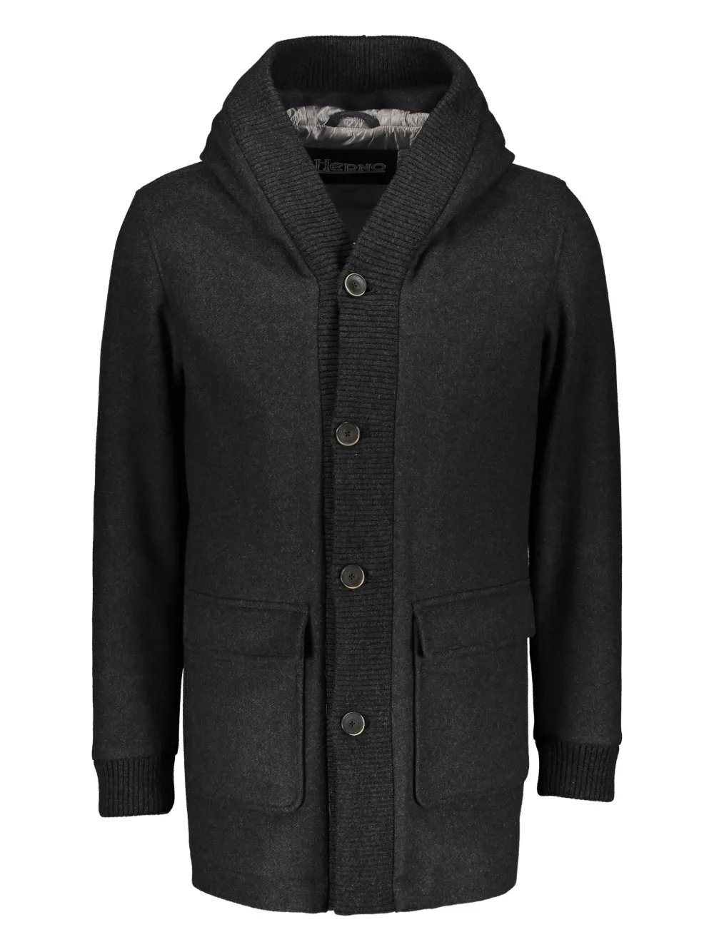 Herno hooded buttoned coat | Grey | Image 1