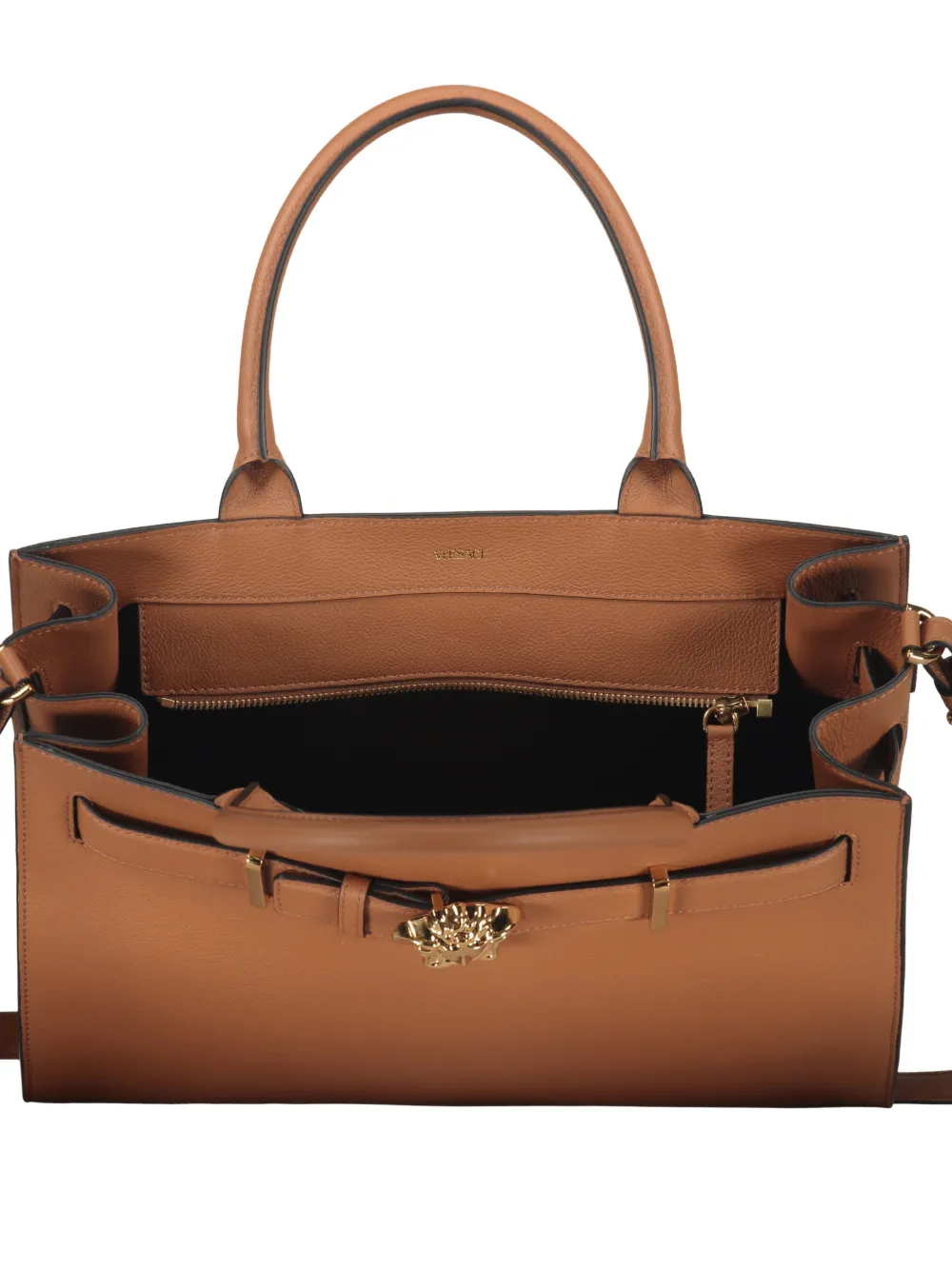 Versace Medusa-buckle leather tote bag Bruin