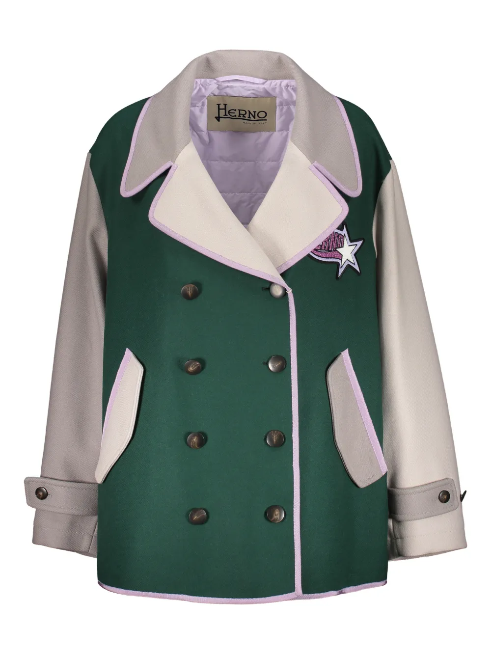 Herno double-breasted wide-collar jacket | Green | Image 1