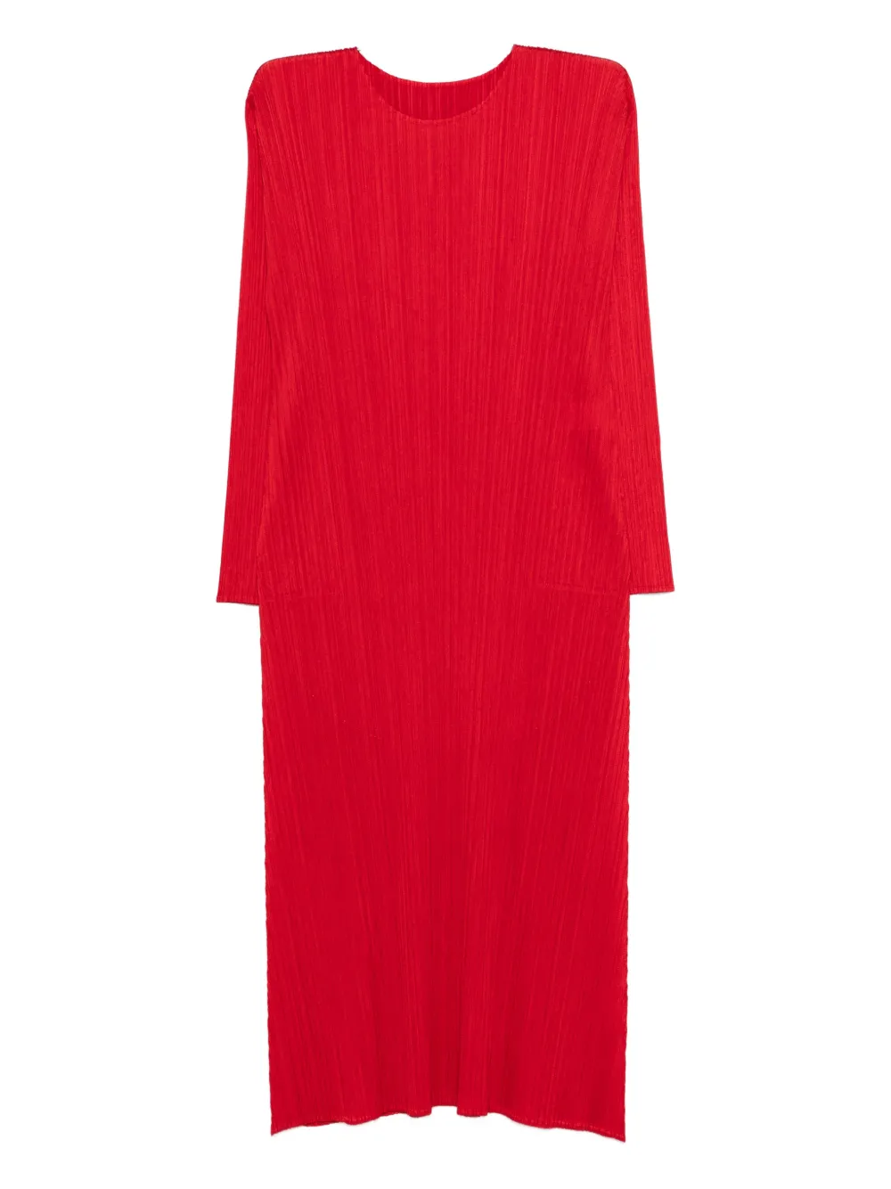 Pleats Please Issey Miyake long-sleeve midi dress - Rosso