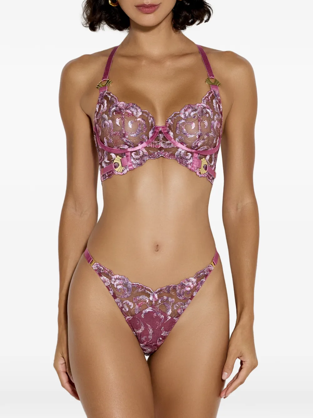 Bordelle Siren Floral Thong In Pink