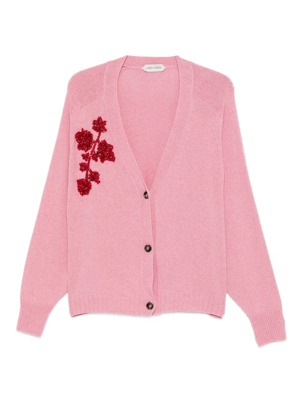 Alberta Ferretti beaded floral cardigan - Rosa