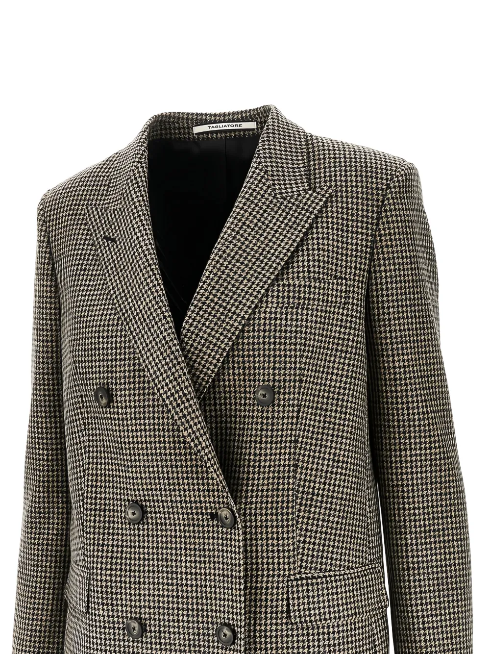 Tagliatore Check-pattern Double-breasted Jacket In Brown