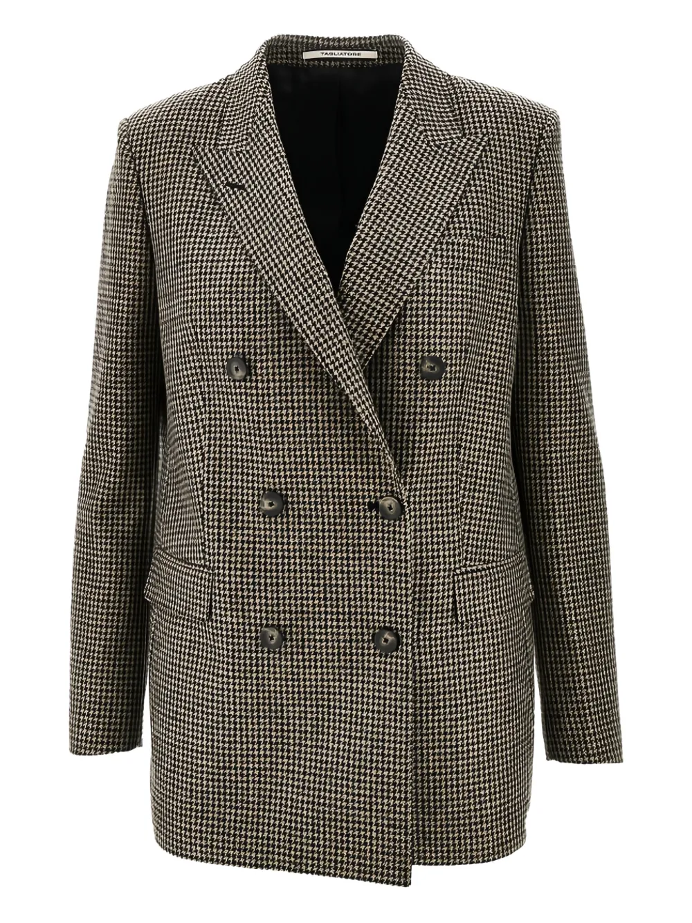 Tagliatore Check-pattern Double-breasted Jacket In Brown